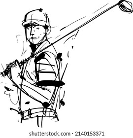 la ilustración de esbozo vectorial del jugador de golf