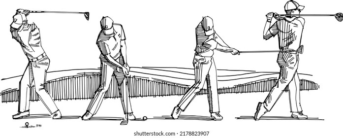 the vector sketch illustration of the golf player