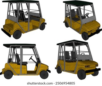 Vector sketch illustration of golf vehicle design for on the playing field