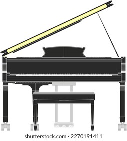 Vector sketch illustration of a grand piano musical instrument