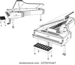 Vektorgrafik eines großen KlaviermusikalMusikinstrumentes