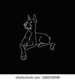 
Vector sketch illustration of Great Dane dog on a black background