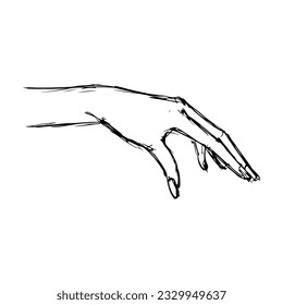 Vector sketch illustration of hand. Isolated on white. Hand-drawn style.