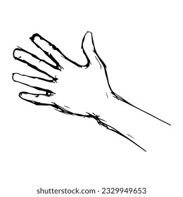 Dibujo vectorial de la mano. Aislado en blanco. Estilo dibujado a mano.