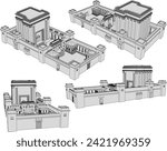 Vector sketch illustration of Herods Temple in Jerusalem desig