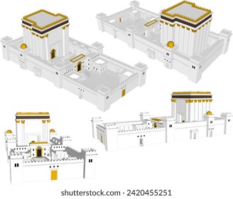 Vector sketch illustration of Herods Temple in Jerusalem design