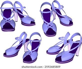 vector sketch illustration of high heel sandal shoe design for career women fashion