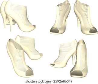 vector sketch illustration of high heel sandal shoe design for career women fashion