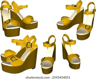 vector sketch illustration of high heel sandal shoe design for career women fashion