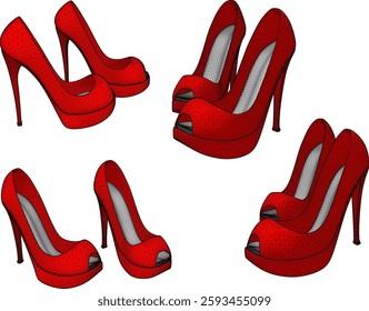 vector sketch illustration of high heel sandal shoe design for career women fashion
