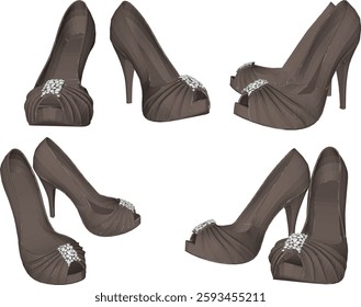 vector sketch illustration of high heel sandal shoe design for career women fashion