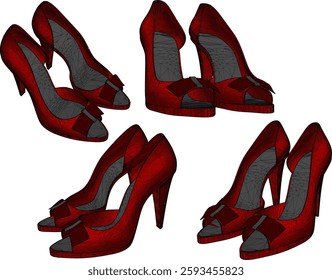 vector sketch illustration of high heel sandal shoe design for career women fashion