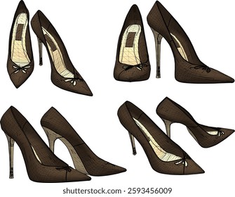 vector sketch illustration of high heel sandal shoe design for career women fashion