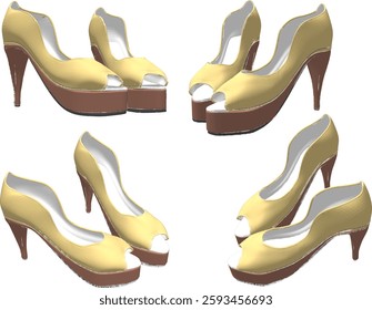 vector sketch illustration of high heel sandal shoe design for career women fashion