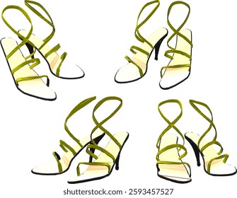 vector sketch illustration of high heel sandal shoe design for career women fashion