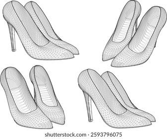 vector sketch illustration of high heel sandal shoe design for career women fashion