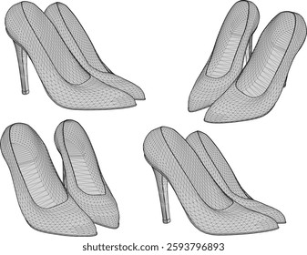 vector sketch illustration of high heel sandal shoe design for career women fashion