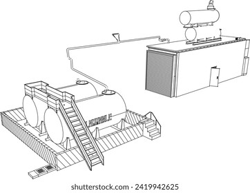 Dibujo vectorial de diseño de GENERADOR eléctrico de alta tensión con cable grande