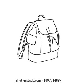 ilustración de esbozo vectorial - mochila hipster. ilustración de esbozo vectorial de mochila