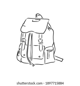 ilustración de esbozo vectorial - mochila hipster. ilustración de esbozo vectorial de mochila