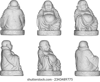 Vector sketch illustration of holy buddha meditating
