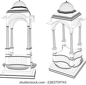 Vector sketch illustration of holy temple worshiping god in india