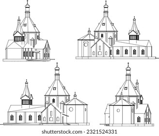 Vector sketch illustration of holy temple palace castle with tower