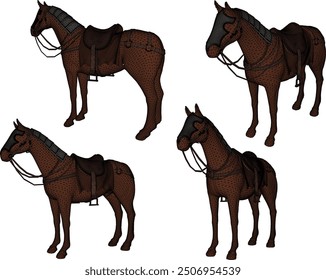 Vector sketch illustration of horse animal design for travel on meadow