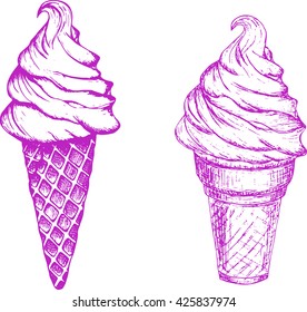 vector sketch illustration - ice cream cone