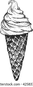 vector sketch illustration - ice cream cone
