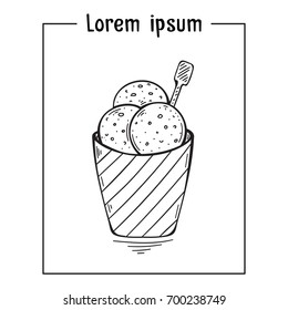 vector sketch illustration ice cream