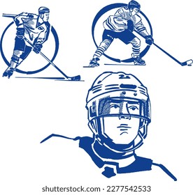 ilustración de boceto vectorial del jugador de hockey sobre hielo