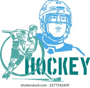 vector sketch illustration of the ice hockey player