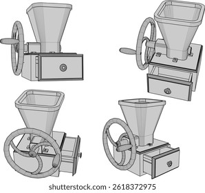 Ilustração de esboço vetorial do projeto da máquina de barbear o gelo para fazer o sorvete