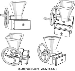 Ilustração de esboço vetorial do projeto da máquina de barbear o gelo para fazer o sorvete