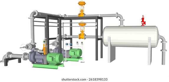 vector sketch illustration of industrial machine design for factory
