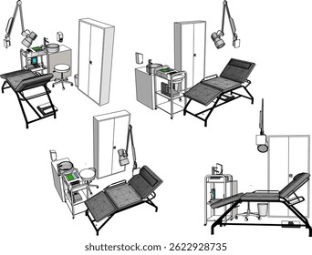 vector sketch illustration of interior design of dentist practice room