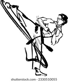 vector sketch illustration of the karate man