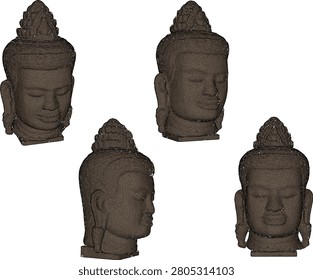 vector sketch illustration of Khmer avaerga head sculpture design