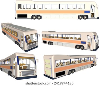 Vector sketch illustration of large size passenger bus public transportation design
