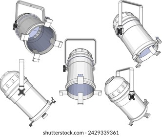 Ilustración de boceto vectorial de diseño de foco de escenario de rendimiento de gran vatio