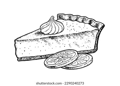 Vector sketch illustration of Lemon Tart. Vintage style drawing.