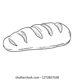 Vector Sketch Illustration - Long Loaf. Small Baguette.