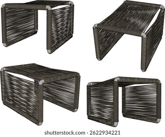 vector sketch illustration of a lounge chair design made of rubber ties with a modern abstract design