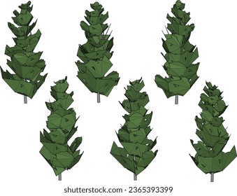 Vector sketch illustration of low poly tree minimalist cartoon design for designer drawing