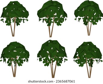 Vector sketch illustration of low poly tree minimalist cartoon design for designer drawing