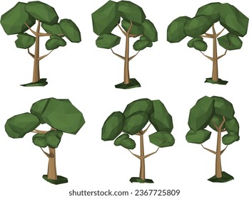 Vector sketch illustration of a low poly tree cartoon design for completeness of the image