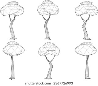 Vector sketch illustration of a low poly tree cartoon design for completeness of the image