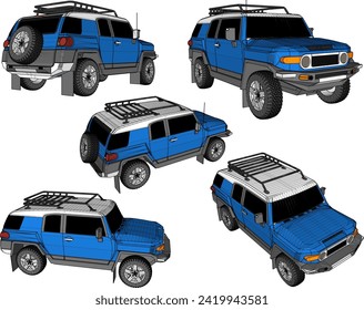 Vector sketch illustration of luxury adventure car design with 4 wheel drive