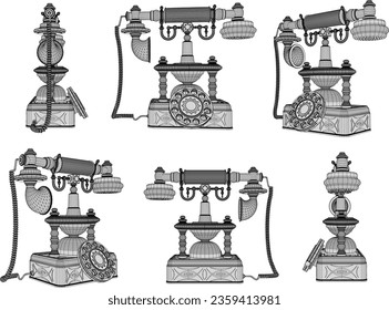 Vector sketch illustration of luxury classic home phone design